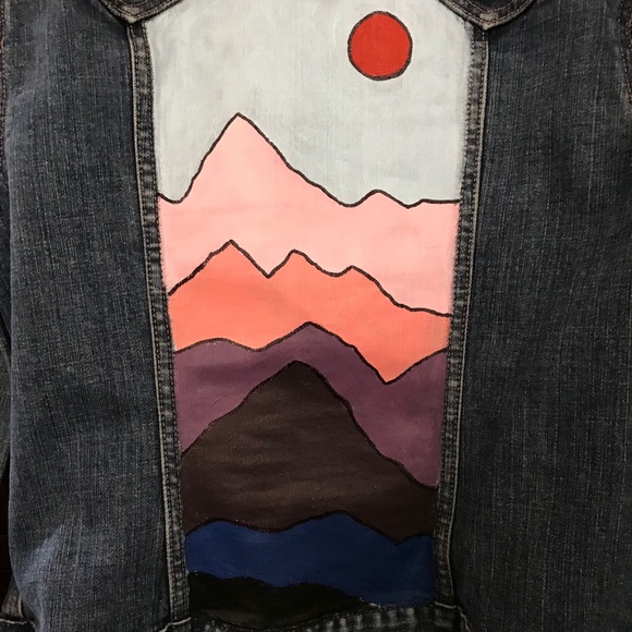 Hand-painted distressed denim jacket - Picture 3 of 3